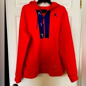 JoRDAN AIR Men’s Size Large Orange Hoodie 1/2 Zip Dri-fit Anti-gravity Equipment